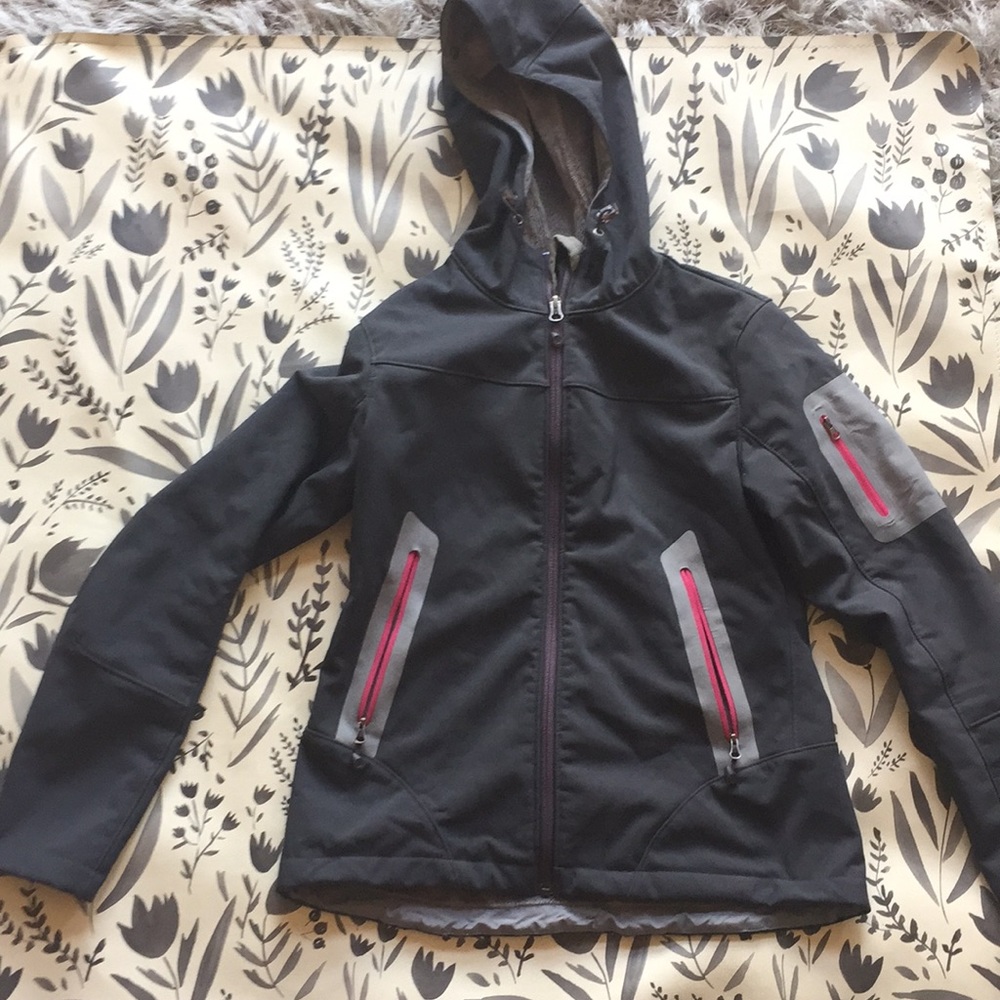 Eddie Bauer purple jacket.